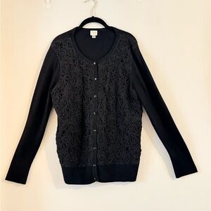a new day Elegant Black Brocade Floral Cardigan Size XL